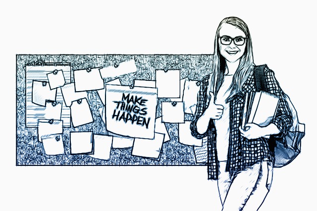 Free woman bulletin board stickies illustration