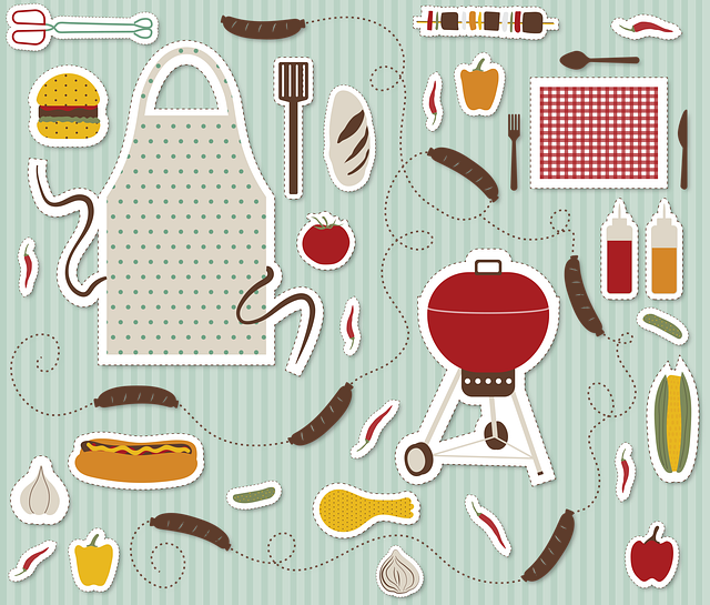Free bbq apron tongs vector