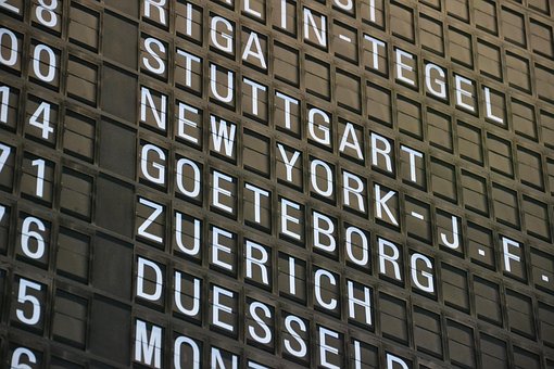 Urlaub, Flughafen, Flugzeug, Koffer