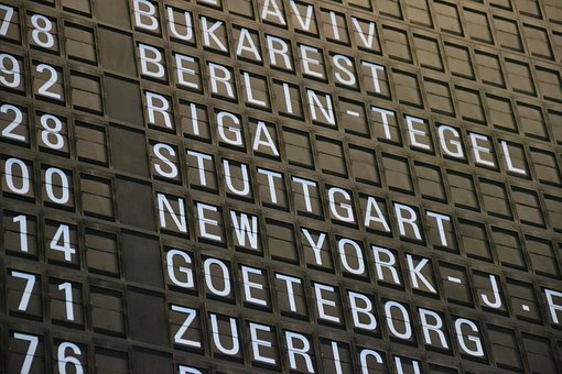 Urlaub, Flughafen, Flugzeug, Koffer