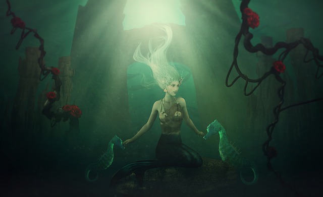 Download free HD stock image of Fantasy Mermaid Free fantasy mermaid sea illustration