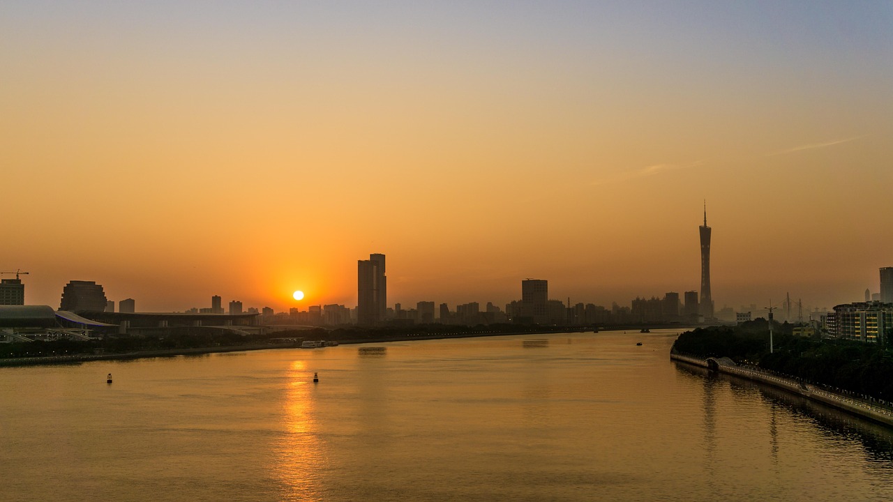 석양 도시 The Pearl River - Pixabay의 무료 사진