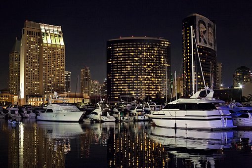 Skyline Von San Diego, Nacht, Abend