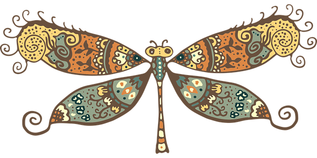 Free dragonfly stylized hand-drawn vector