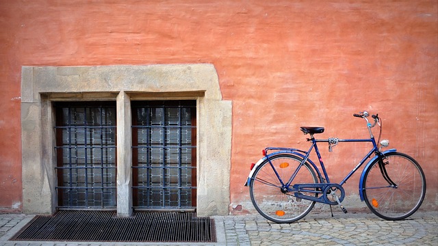 Cykel, Blå, Væg, Cykling, Retro, By