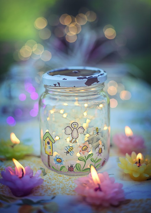 Fireflies In Jar, Magical, Colorful, Summer Evening