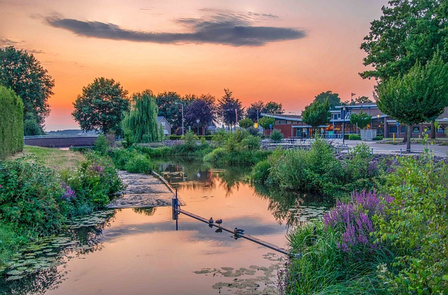 Dorp, Natuur, Zonsondergang, Sunset