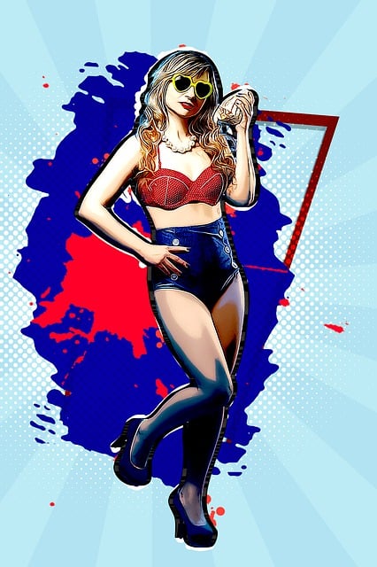 Free pin up bikini retro illustration