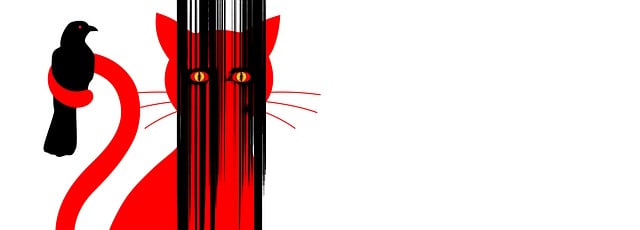 Free cat crow halloween illustration