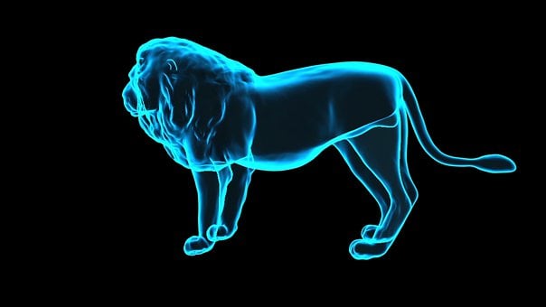 Leão Holograma, Ilustração 3D, Objeto 3D