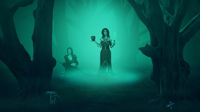 Free girls forest fog illustration