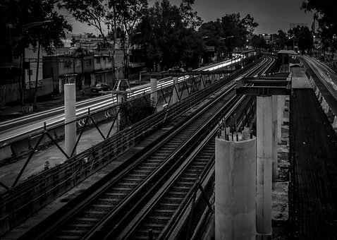 Stadt, U Bahn, Nacht, Gebäude, Bahnhof