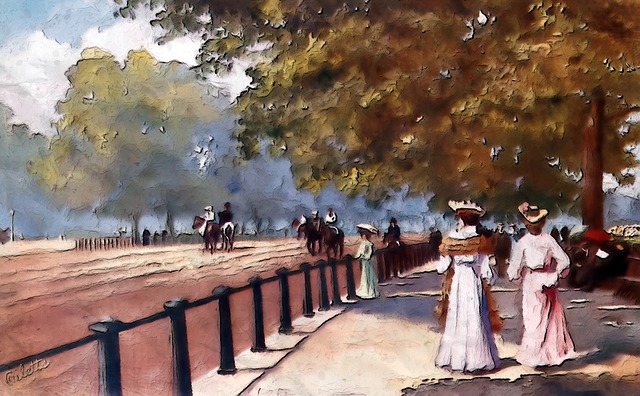 Free vintage uk rotten row hyde park london row illustration