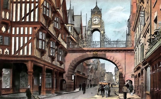 Free eastgate street chester vintage uk illustration