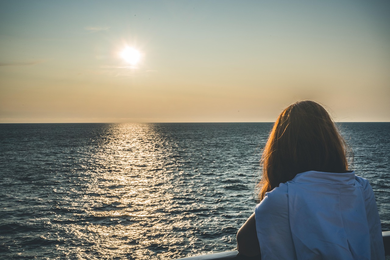 Atardecer, Niña, Chica, Mujer, Silueta