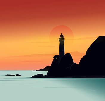Faro, Mar, Cielo Nocturno, Oceano