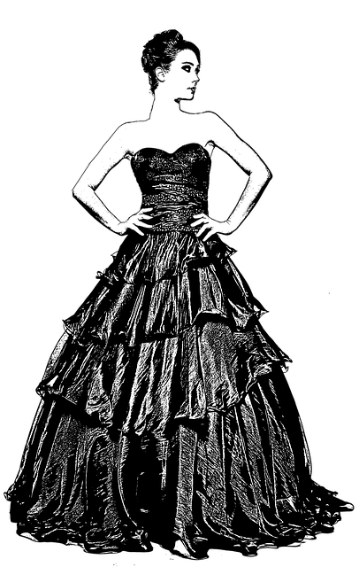 Free woman ball gown fashion illustration