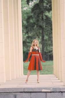 Vindima, Retro, 40-S, Vestido, Luvas
