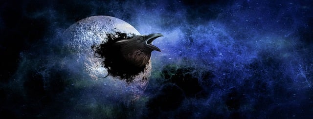 Free fantasy space crow illustration