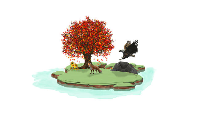 Free island tree leaves illustration