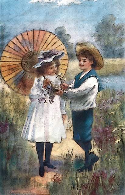 Free happy days of summer painted depiction of couple illustration