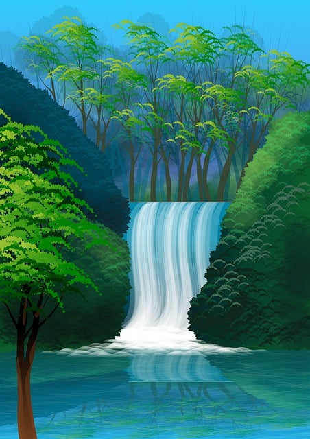 Landschaft, Illustration, Natur, Wasser