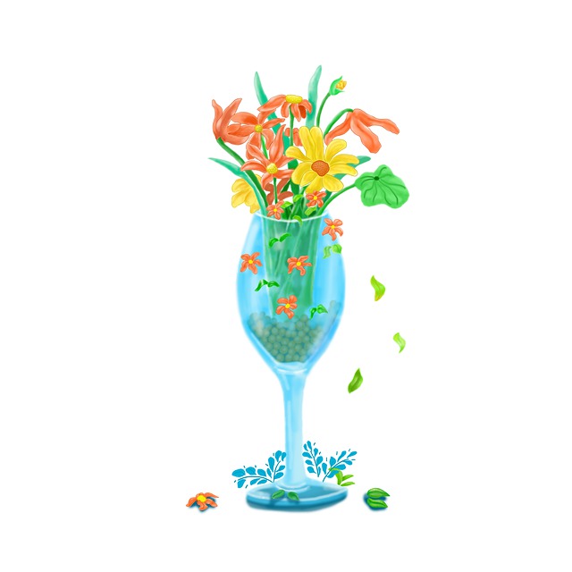 Glass, Blomst, Blomster Og Blader