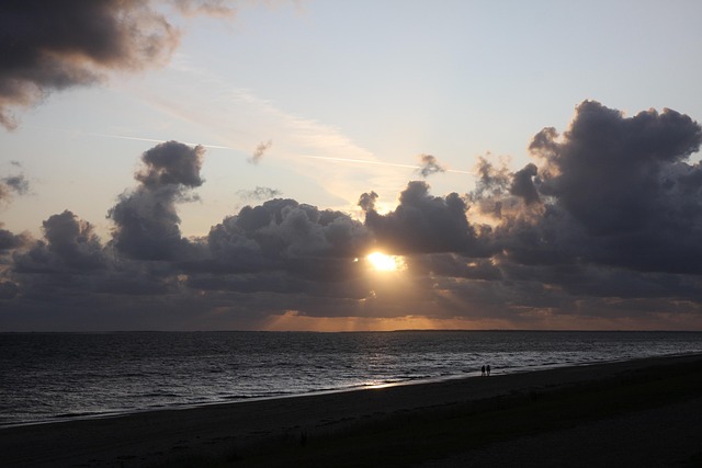 Danmark, Strand, Solnedgang, Eve