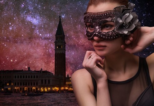Mulher, Garota, Fêmea, Veneza, Noite