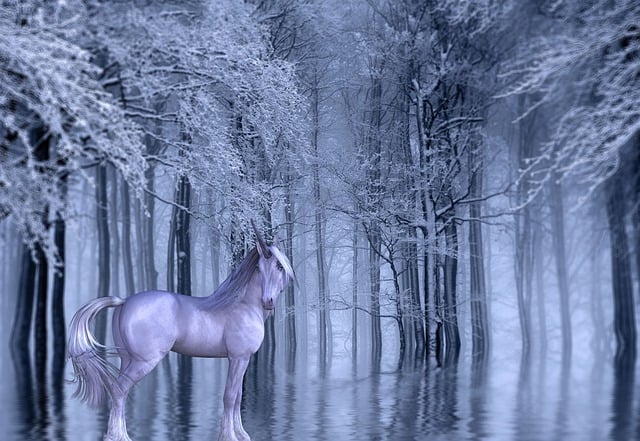 Free fantasy winter unicorn illustration