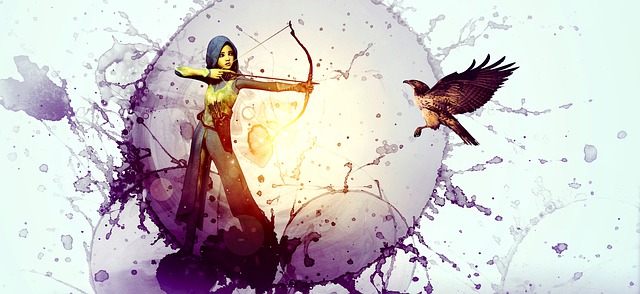 Free fantasy huntress girl illustration
