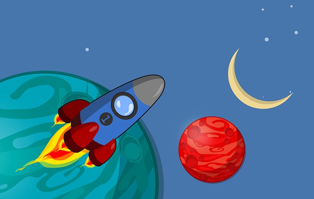 Free space exploration ship illustration