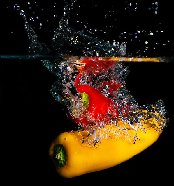 Splash, Gemüse, Wasser, Wassertropfen
