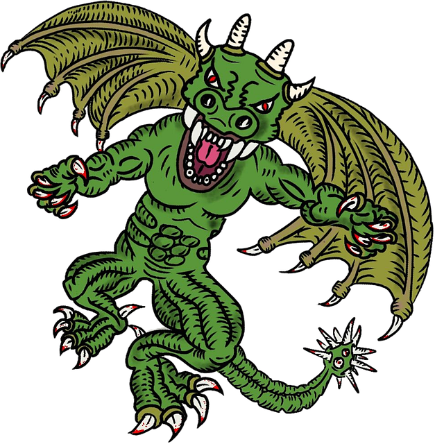 Drachen, Holzschnitt, Fantasie, Grusel