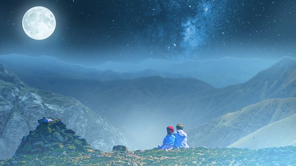 Zasněnost, Fantazie, Měsíc, Příroda