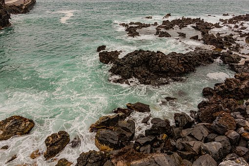 Klipper, Bølge, Ocean, Strand