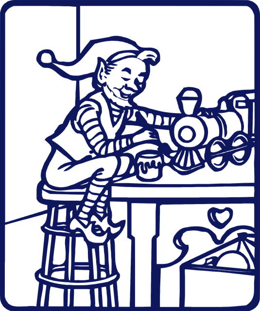 Free elve christmas line art vector