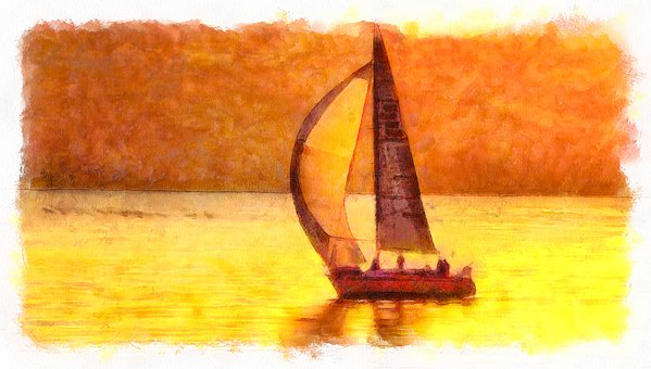 Sonnenuntergang, Jacht, Boot, Golden