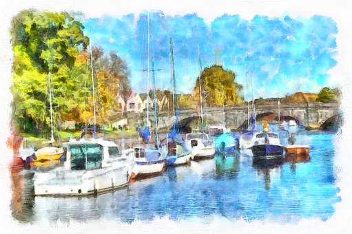 Totnes, Fluss, Am Ufer, Devon