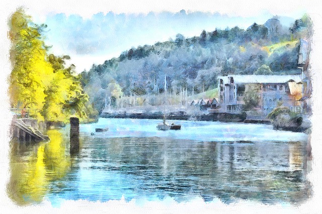 Totnes, Fluss, Am Ufer, Devon
