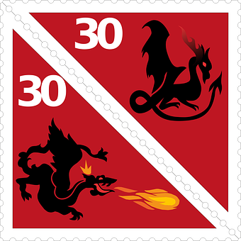 Frimerker, Drage, Rød