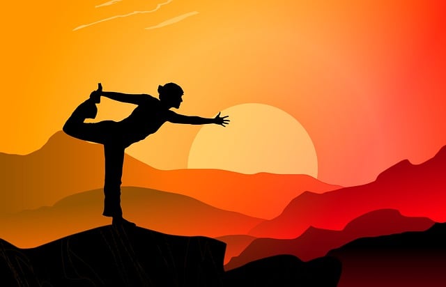 Free yoga sunset mountains illustration