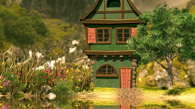 Free house prairie garden illustration