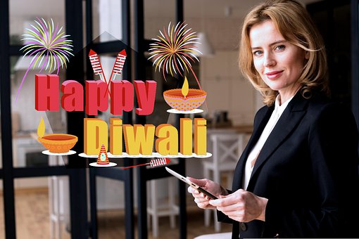 Kvinde, Glad Diwali, Lykke, Lykkelig