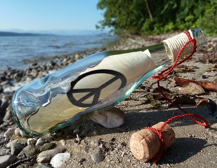 Vrede, Symbool, Fles, Strand, Hoop