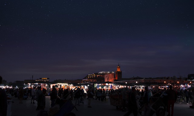 Nat, Marrakesh, Solnedgang, Lys, Ferie
