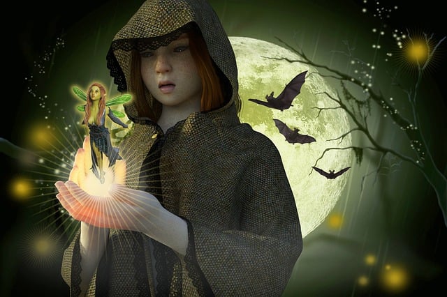 Free fairy little girl moon illustration