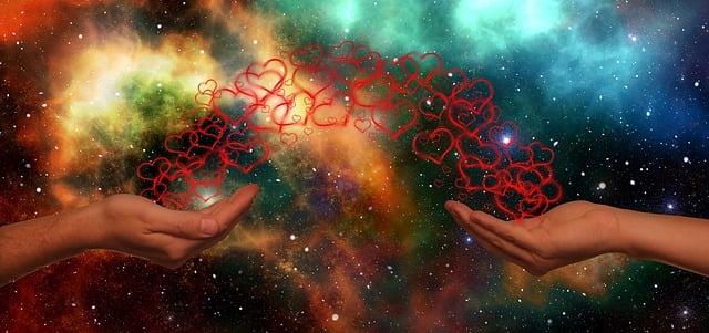 Free universe hand hearts illustration
