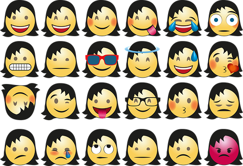 Emojis, Dívka, Smajlíka, Emoce, Smát Se
