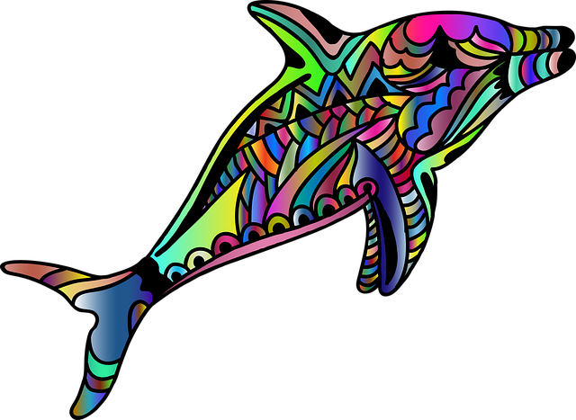 Free dolphin animal line art illustration